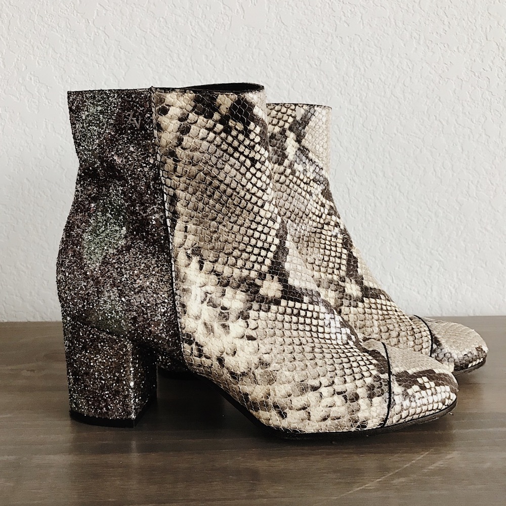 Zadig & Voltaire Snakeskin and Glitter Booties